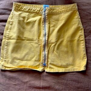 Yellow Zip-Front Mini Skirt